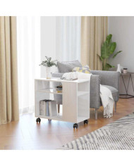 Table d'appoint Blanc brillant 70x35x55 cm Bois d'ingénierie | Mobilier & Déco