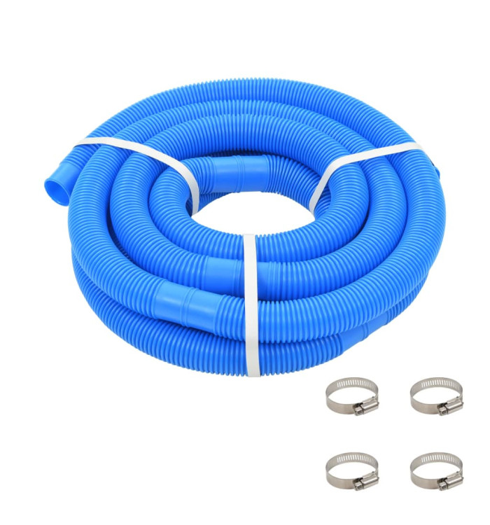 Tuyau de piscine avec colliers de serrage Bleu 38 mm 6 m | Mobilier & Déco
