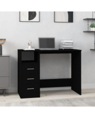 Bureau avec tiroirs Noir 102x50x76 cm Bois d'ingénierie | Mobilier & Déco