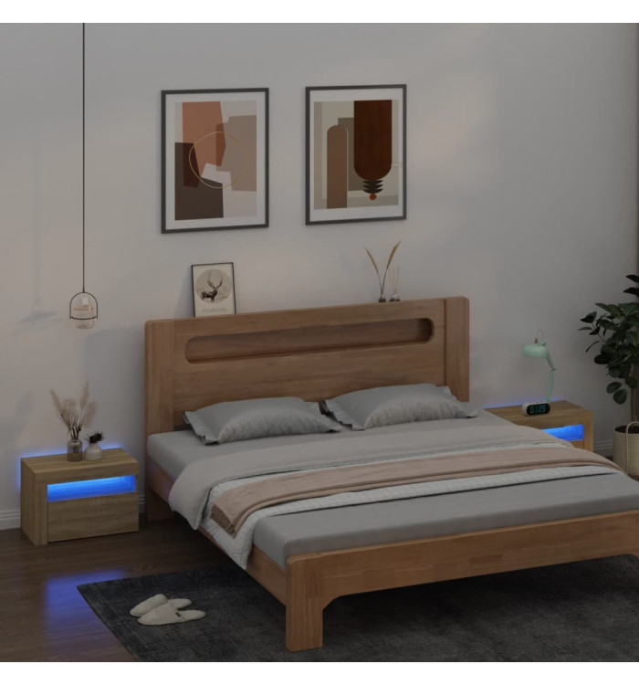 Tables de chevet 2 pcs avec LED Chêne Sonoma 60x35x40 cm | Mobilier & Déco