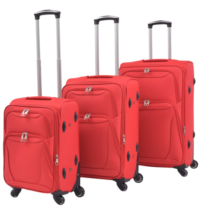 Jeu de valises souples 3 pcs Rouge | Mobilier & Déco