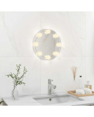 Miroir mural sans cadre avec lampes LED Rond Verre | Mobilier & Déco