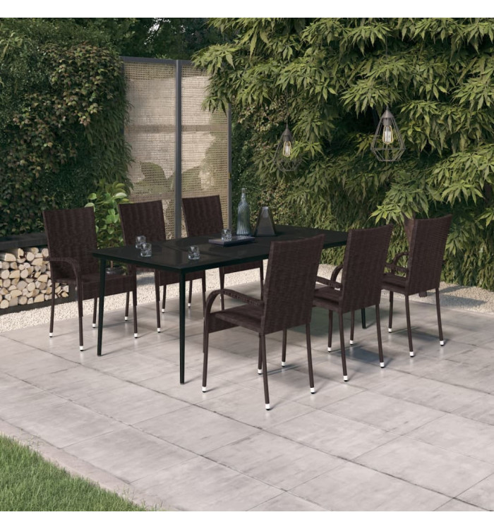 Ensemble à manger de jardin 7 pcs Marron et noir | Mobilier & Déco