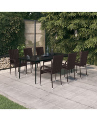 Ensemble à manger de jardin 7 pcs Marron et noir | Mobilier & Déco