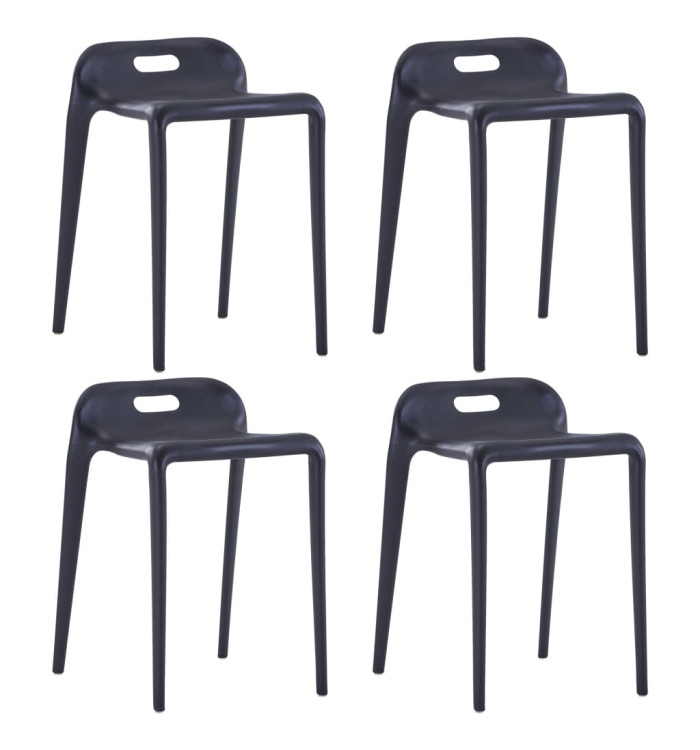 Tabourets empilables lot de 4 noir plastique | Mobilier & Déco
