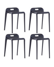 Tabourets empilables lot de 4 noir plastique | Mobilier & Déco