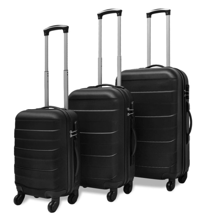 Ensemble de valises rigides 3 pcs Noir 45,5/55/66 cm | Mobilier & Déco