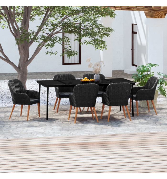 Ensemble à manger de jardin avec coussins 7 pcs Noir | Mobilier & Déco