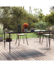 Table à dîner de jardin Noir 200x100x74cm Acier et verre trempé | Mobilier & Déco