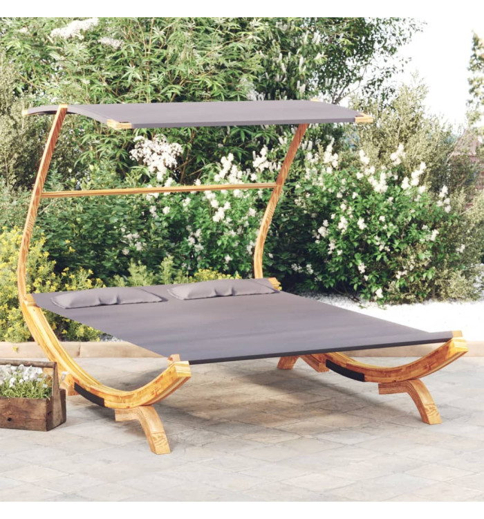 Lit repos et auvent 165x203x138cm Bois courbé massif Anthracite | Mobilier & Déco