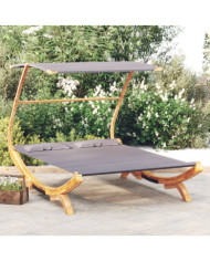 Lit repos et auvent 165x203x138cm Bois courbé massif Anthracite | Mobilier & Déco