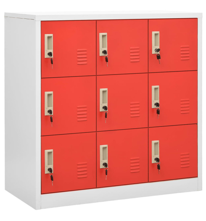 Armoire à casiers Gris clair et rouge 90x45x92,5 cm Acier | Mobilier & Déco