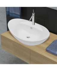 Lavabo ovale en céramique avec trou de robinet | Mobilier & Déco