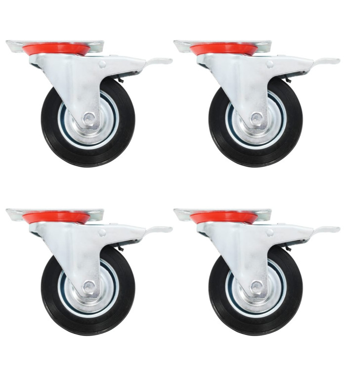 Roulettes pivotantes avec double frein 4 pcs 100 mm | Mobilier & Déco