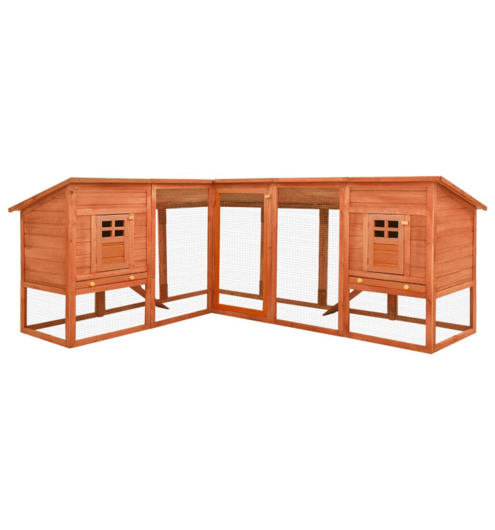 Clapier d'extérieur avec piste Marron Bois de sapin solide | Mobilier & Déco