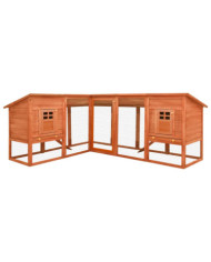 Clapier d'extérieur avec piste Marron Bois de sapin solide | Mobilier & Déco