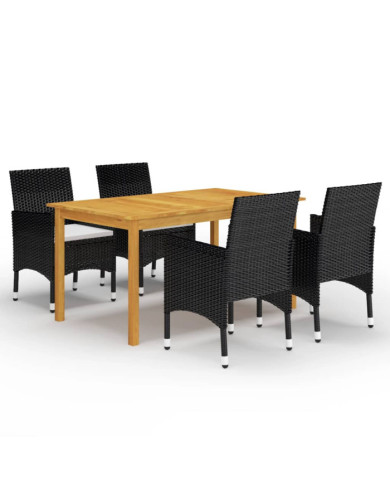 Ensemble à manger de jardin 5 pcs Noir | Mobilier & Déco