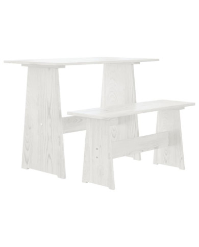 Table à manger avec banc REINE blanc bois de pin solide | Mobilier & Déco