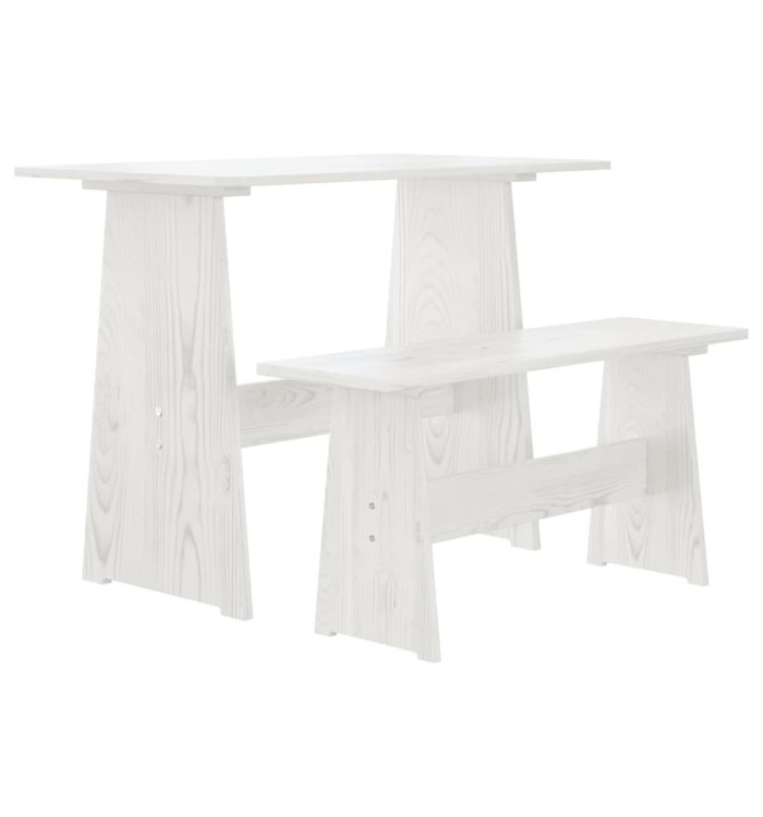 Table à manger avec banc REINE blanc bois de pin solide | Mobilier & Déco