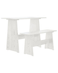 Table à manger avec banc REINE blanc bois de pin solide | Mobilier & Déco