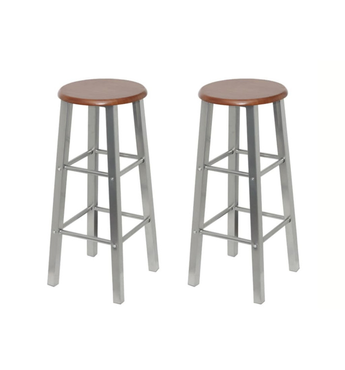 Tabouret de bar lot de 2 métal avec siège en MDF | Mobilier & Déco