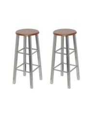 Tabouret de bar lot de 2 métal avec siège en MDF | Mobilier & Déco