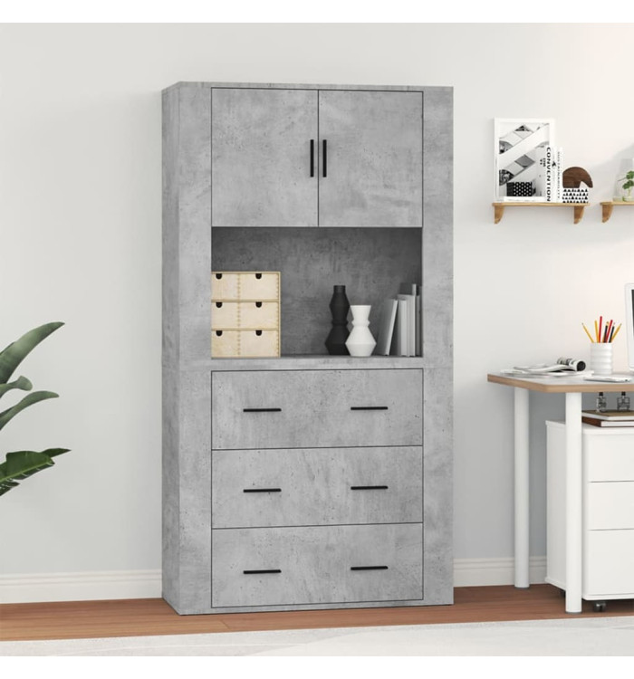 Buffet haut Gris béton Bois d'ingénierie | Mobilier & Déco