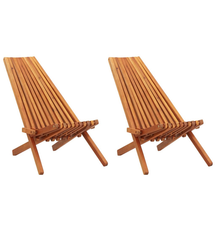Chaises pliables d'extérieur lot de 2 Bois d'acacia solide | Mobilier & Déco