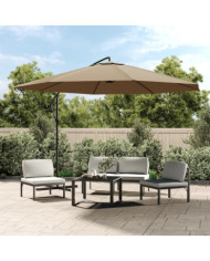 Parasol de jardin en porte-à-faux et poteau en aluminium taupe | Mobilier & Déco