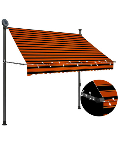 Auvent manuel rétractable avec LED 200 cm Orange et marron | Mobilier & Déco
