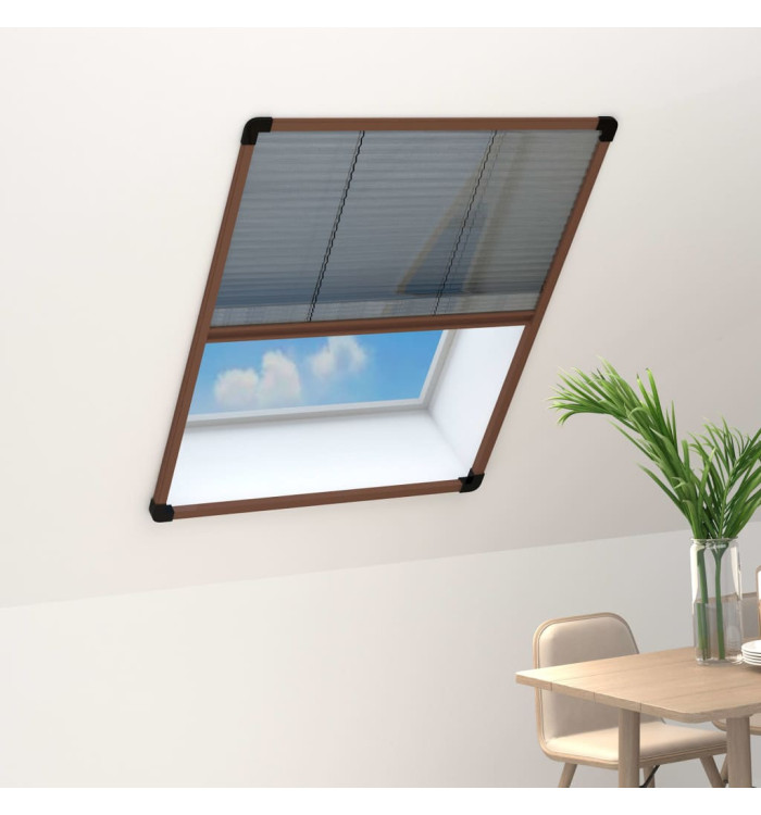Moustiquaire plissée pour fenêtre Aluminium Marron 80x120 cm | Mobilier & Déco