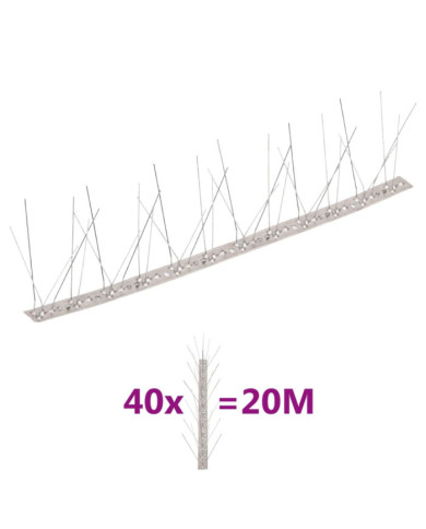 Ensemble de 40 pointes à 5 rangées contre oiseaux Inox 20 m | Mobilier & Déco