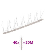 Ensemble de 40 pointes à 5 rangées contre oiseaux Inox 20 m | Mobilier & Déco