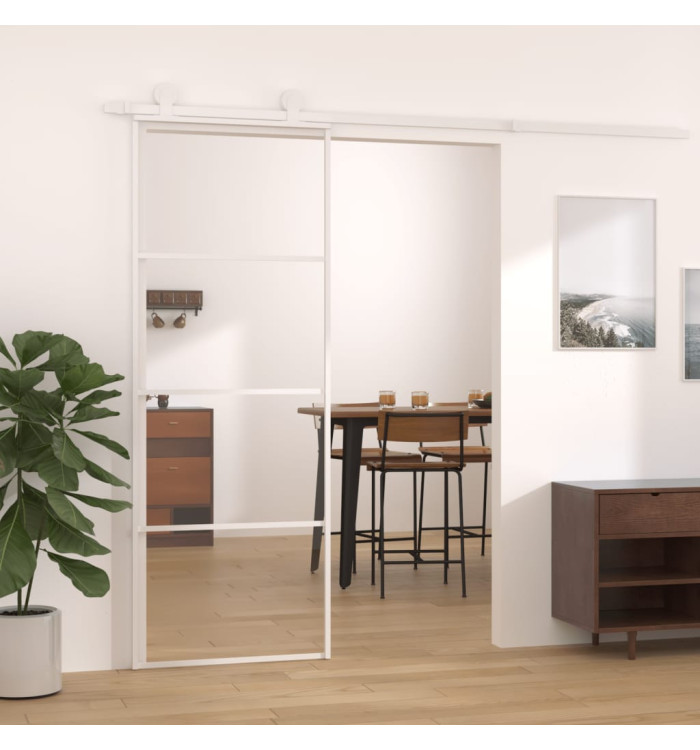 Porte coulissante Verre ESG et aluminium 76x205 cm Blanc | Mobilier & Déco