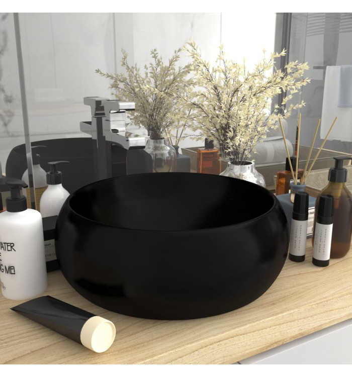 Lavabo rond de luxe Noir mat 40x15 cm Céramique | Mobilier & Déco