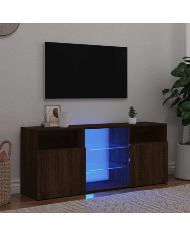 Meuble TV avec lumières LED Chêne marron 120x30x50 cm | Mobilier & Déco