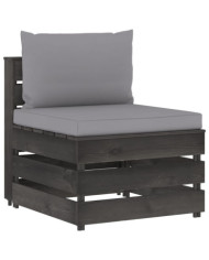 Canapé central sectionnel avec coussins Bois imprégné de gris | Mobilier & Déco