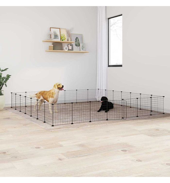 Cage animaux de compagnie à 28 panneaux et porte Noir 35x35 cm | Mobilier & Déco