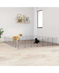 Cage animaux de compagnie à 28 panneaux et porte Noir 35x35 cm | Mobilier & Déco
