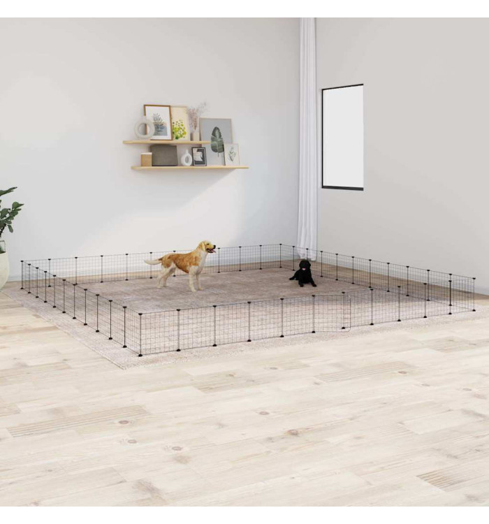 Cage animaux de compagnie à 44 panneaux et porte Noir 35x35 cm | Mobilier & Déco