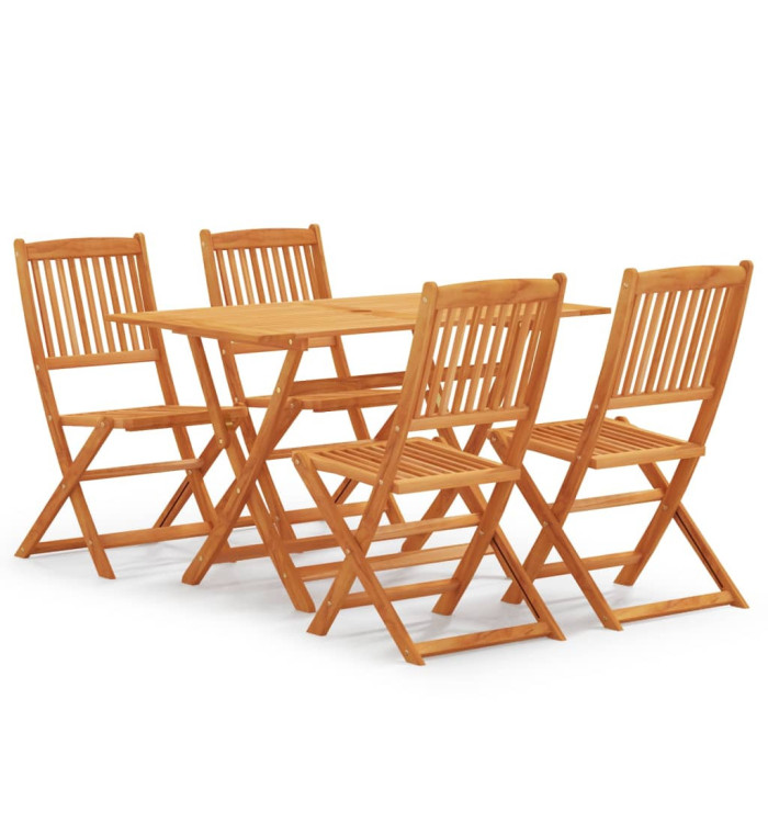 Ensemble à manger d'extérieur pliable 5 pcs Bois d'eucalyptus | Mobilier & Déco