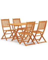 Ensemble à manger d'extérieur pliable 5 pcs Bois d'eucalyptus | Mobilier & Déco