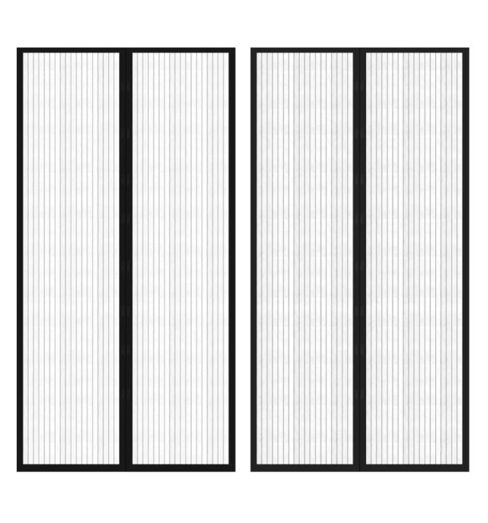 Rideau de porte contre insectes 210x100cm 2 pcs magnétique noir | Mobilier & Déco