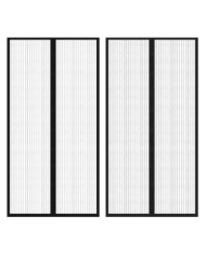 Rideau de porte contre insectes 210x100cm 2 pcs magnétique noir | Mobilier & Déco
