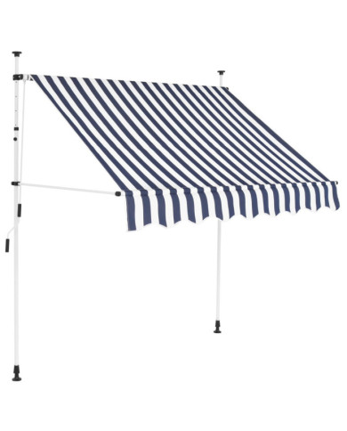 Auvent rétractable manuel 150 cm Rayures bleues et blanches | Mobilier & Déco