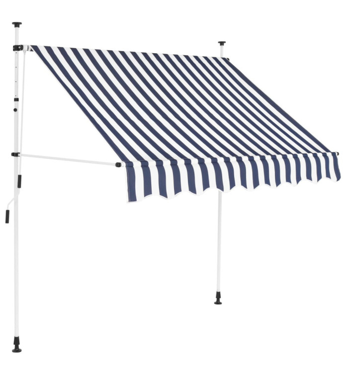 Auvent rétractable manuel 150 cm Rayures bleues et blanches | Mobilier & Déco