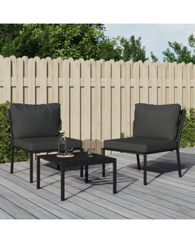 Chaises de jardin avec coussins gris lot de 2 60x74x79 cm acier | Mobilier & Déco