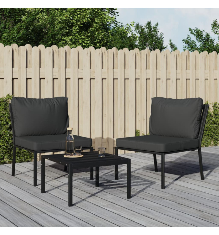 Chaises de jardin avec coussins gris lot de 2 60x74x79 cm acier | Mobilier & Déco