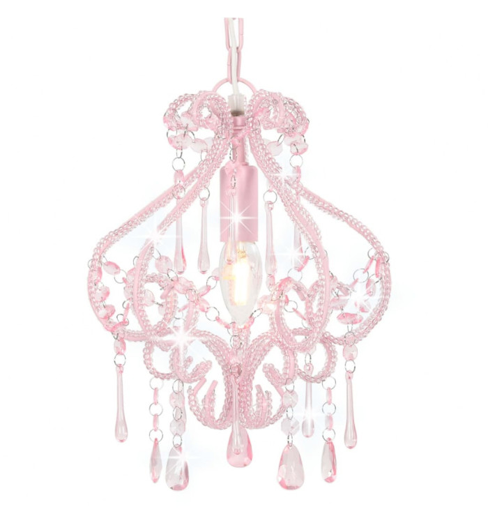 Plafonnier avec perles Rose Rond E14 | Mobilier & Déco