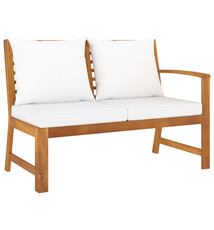 Banc de jardin 114,5 cm avec coussin crème Bois solide d'acacia | Mobilier & Déco